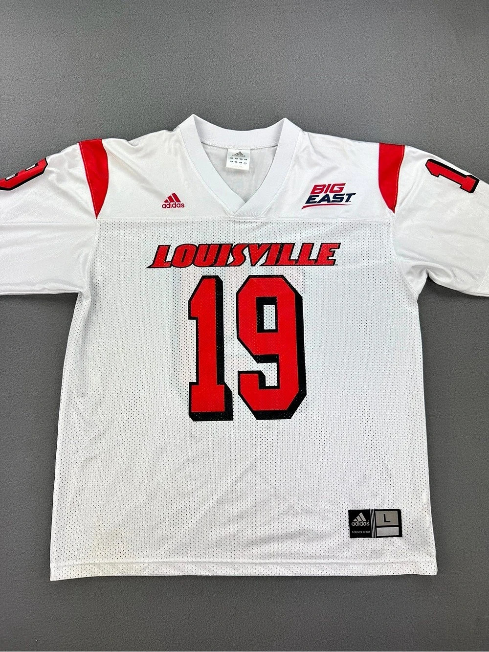 Vintage Y2K Adidas Louisville Cardinals Away White #19 Football Jersey Mens Sz L